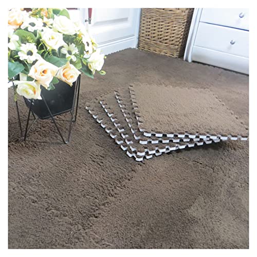 16 Stück Ineinandergreifende Plüsch-Schaumstoff-Fußmatten, Warmer Teppich, Ineinandergreifende Bodenfliesen, 30 X 30 cm Große Puzzle-Spielmatten Für Schlafzimmer, Spiel(Color:Dunkelgrau)