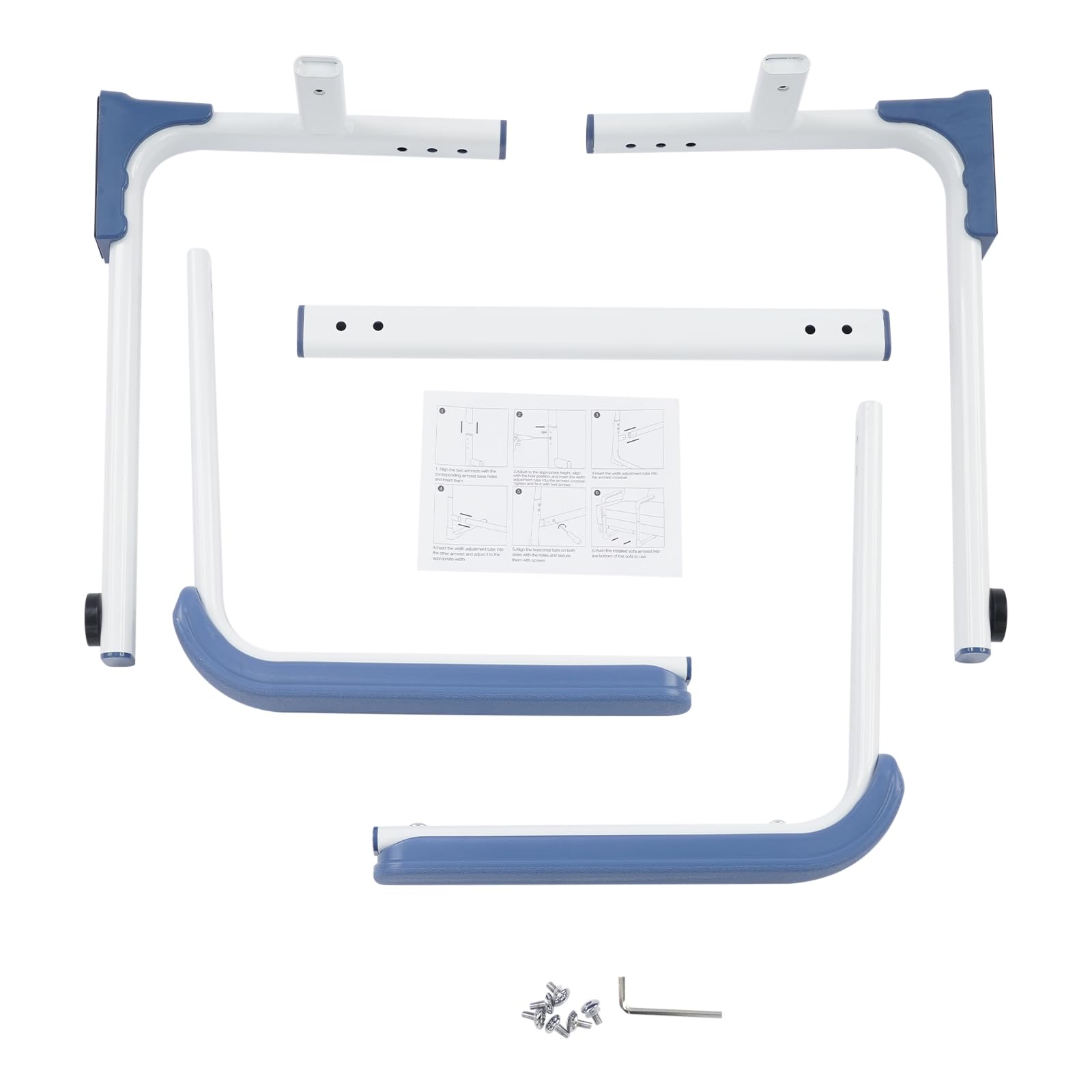 Ausili per alzarsi da Divano/Letto/WC, Aiuto per alzarsi antiscivolo per anziani con maniglia larga, Altezza e larghezza regolabili Supporto per pazienti e disabili, fino a 150 kg (Blu)