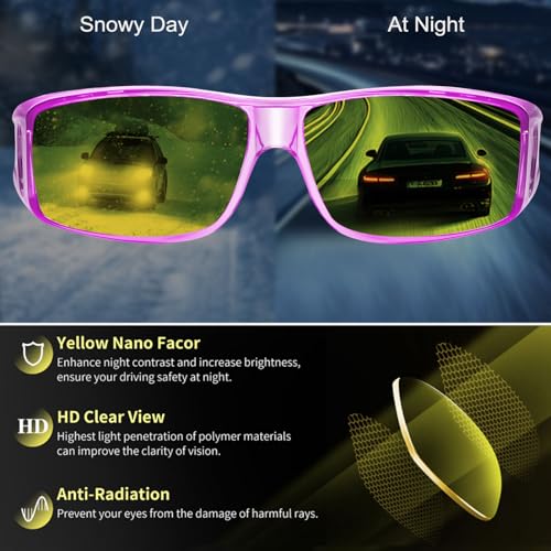 Image of HAOLOTA Night Vision Driving Over Glasses, Polarized Nighttime Glasses Men Women Anti Glare Yellow Tinted Lens