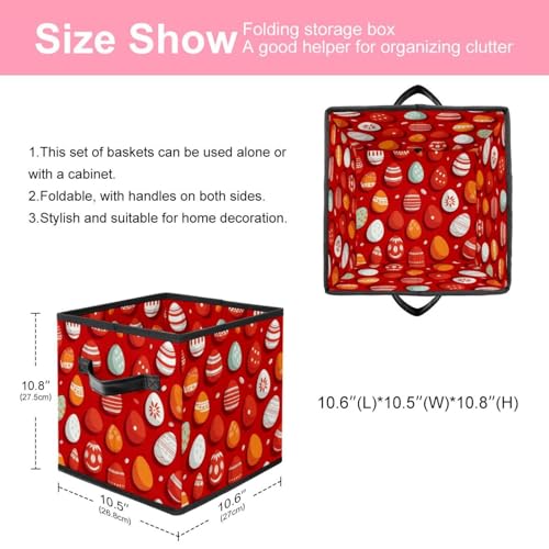 Boîte de rangement pliable rouge avec œufs de Pâques pour placard