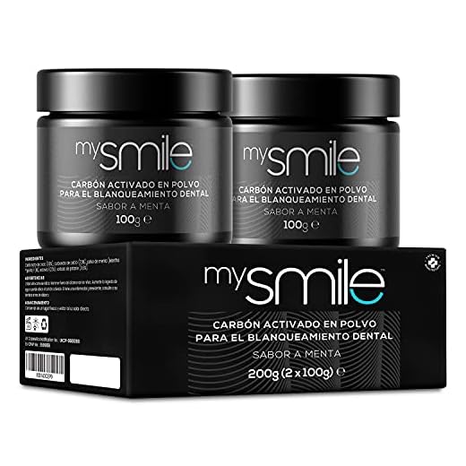 Blanqueador Dental Carbón Activado 200gr mysmile - Rico Bicarbonato de Sodio y Aceite de Menta, Carbón Activo de Coco 100% Natural y Vegano, Elimina Manchas Dentales, Polvo De Carbón Activo Dientes