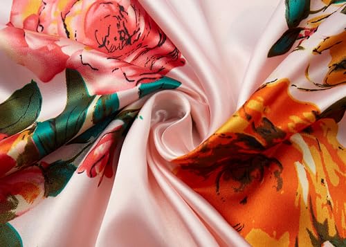 Image of BABEYOND Women's Kimono Robe Long Satin Silky Floral Lightweight Bridesmaid Wedding Bachelorette Party Robe