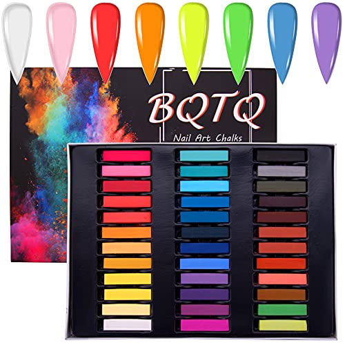 BQTQ 36 Pcs Nail Chalks for Acrylic Powder Nails Chalk Colorful Square Soft Pastel Chalks for Acrylic Nails DIY, 36 Assorted Colors