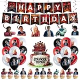 50pcs Stranger season 5 Things Party Supplies Birthday Decorations Set Include Banner, Balloonss, Hanging Swirls, Cake Cupcake Toppers for Boys Girls Theme Party (Stranger season 5 Things)