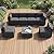 Crownland 7-Piece Outdoor Patio Furniture Sets, All-Weather Black Wicker Rattan Sectional Sofa, Modern Glass Coffee Table and Washable Seat Cushion with YKK Zipper (Grey)