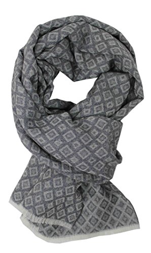 Écharpe en laine Homme écharpe tissée jacquard écharpe d'hiver grise 180x60cm