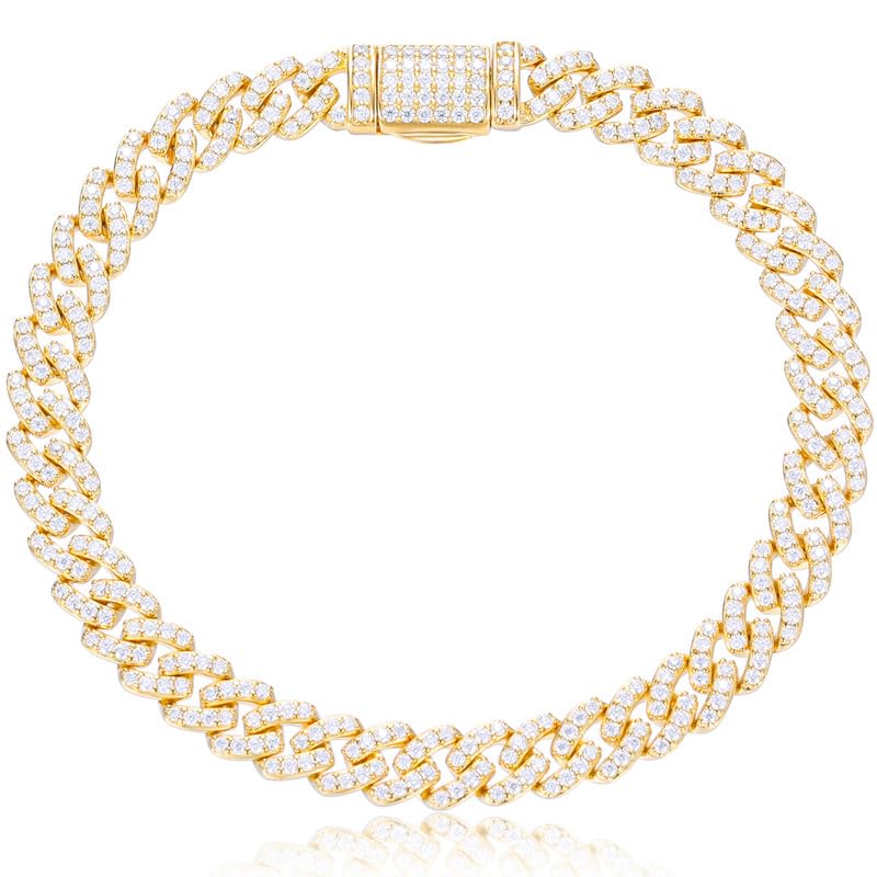 Pulsera Moissanite para Hombre 6MM Oro Blanco 18K miniatura 1