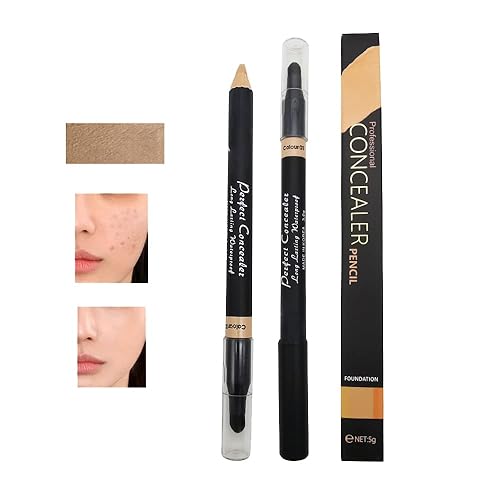 Miniatura 8 de AKARY Lápiz corrector, 2 en 1, doble cara, gama completa de cobertura, lápiz corrector de base profesional para ojeras, puntos negros, lápiz