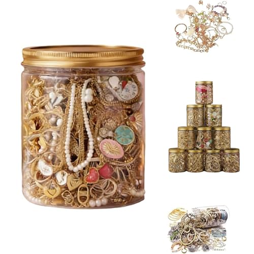 Pumio Mystery Box for Frauen 1060 modisches Mystery-Schmuckglas-Set inklusive Halskette Ohrringe Ring Geburtstagsgeschenk for Sie(Gold 35PCS)