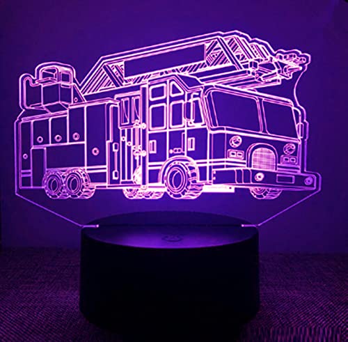Lámpara ilusión 3D camión de bomberos luz nocturna miniatura 3