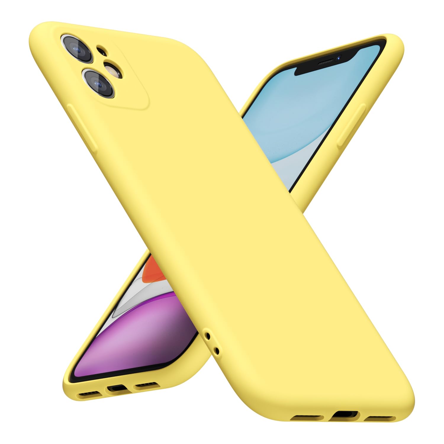 LoeoeL Funda de silicona para iPhone 11, gel de goma suave, elegante, estética, básica, simple, bonita y delgada de TPU mate, color liso, para mujeres y hombres, amarillo