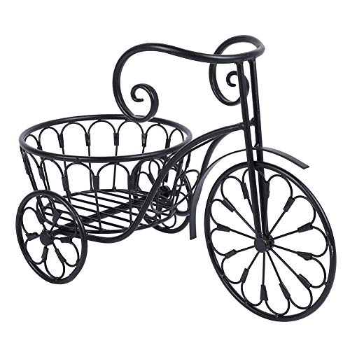 Preisvergleich Produktbild Schwarzes Eisen Fahrrad Sukkulenten Pflanzenständer Regal Display Rack Fahrrad Topfpflanzen Halter für Garten Deko Innen Außen Pflanze Lagerung Schwarz
