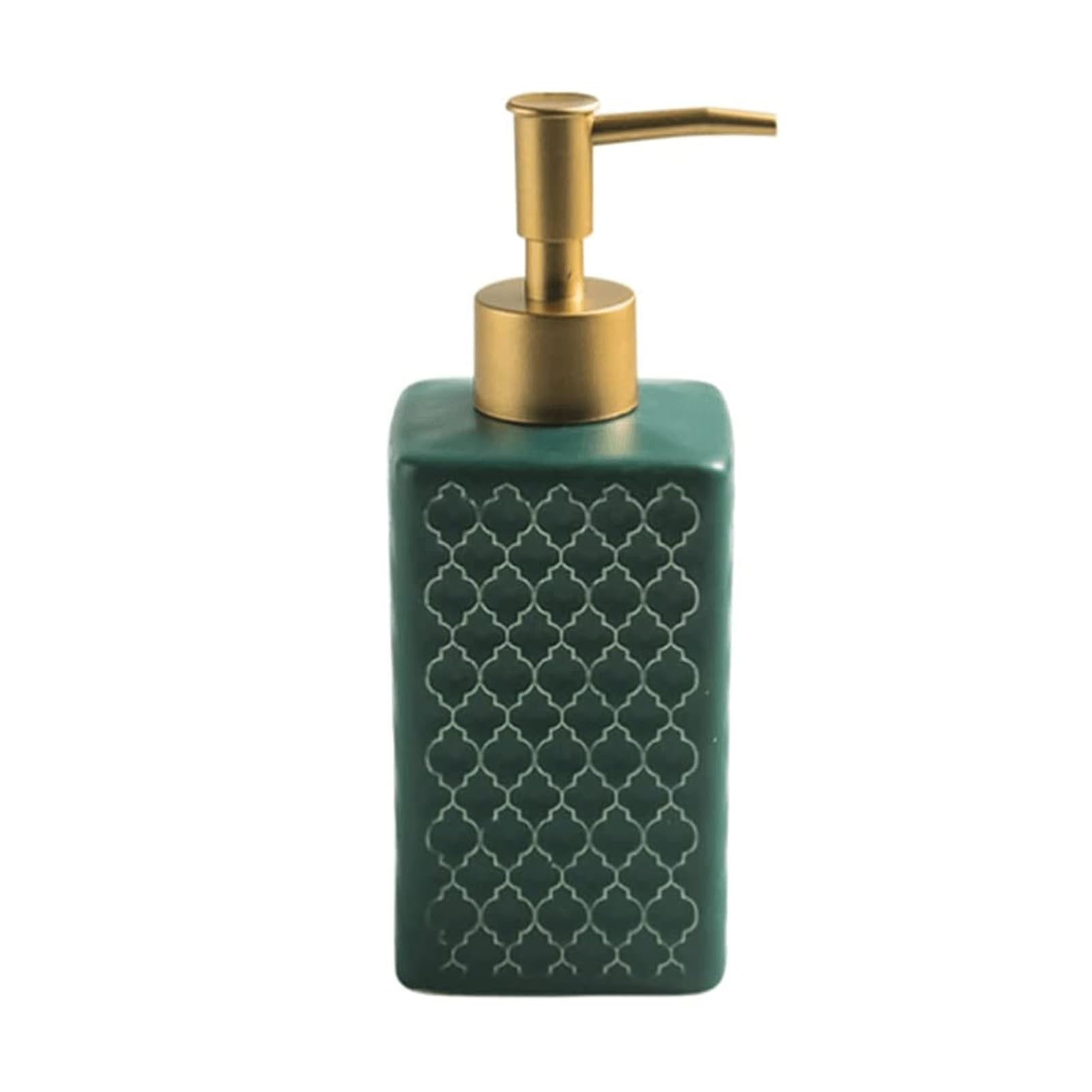 WDSOPK Bathroom accessories Ceramic Soap Dispenser Mesh Embossed, Soap Pump Gold Rustproof Pump Lotion Dispenser with Leakproof Pump Home & Kitchen (Green)