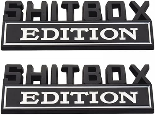 2 emblemas de edición de caja de mierda, calcomanías adhesivas de metal para automóvil, impermeables, 3D, calcomanías de letras para vehículo,