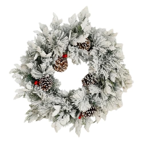 Künstlicher Weihnachtskranz 60 cm mit Tannenzapfen & Schneeeffekt |...