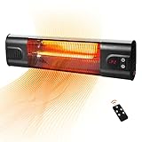 PAMAPIC Infrared Patio Heater, 3 Heat Setting Electric Wall-Mounted Heater, with Remote Control and...