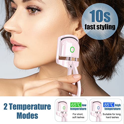 Heated Eyelash Curler,Usb Rechargeable Electric Eyelash Curler,Quick Pre-Heat Natural Curl Long Lasting,Pink #TOP2