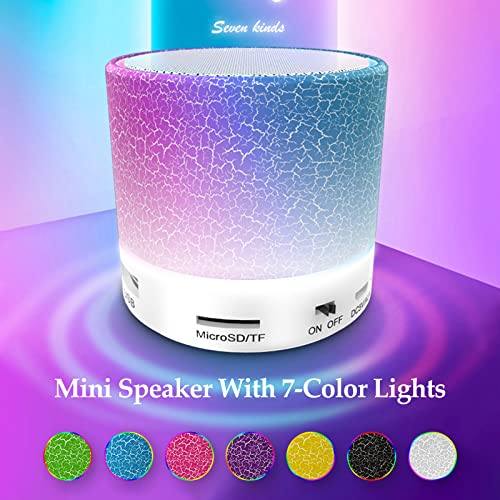 HUIOP Mini Speaker, Mini Altavoz con Luces de 7 Colores, pequeño Altavoz inalámbrico BT, Altavoz portátil Recargable para Viajes al Aire Libre, Oficina en casa