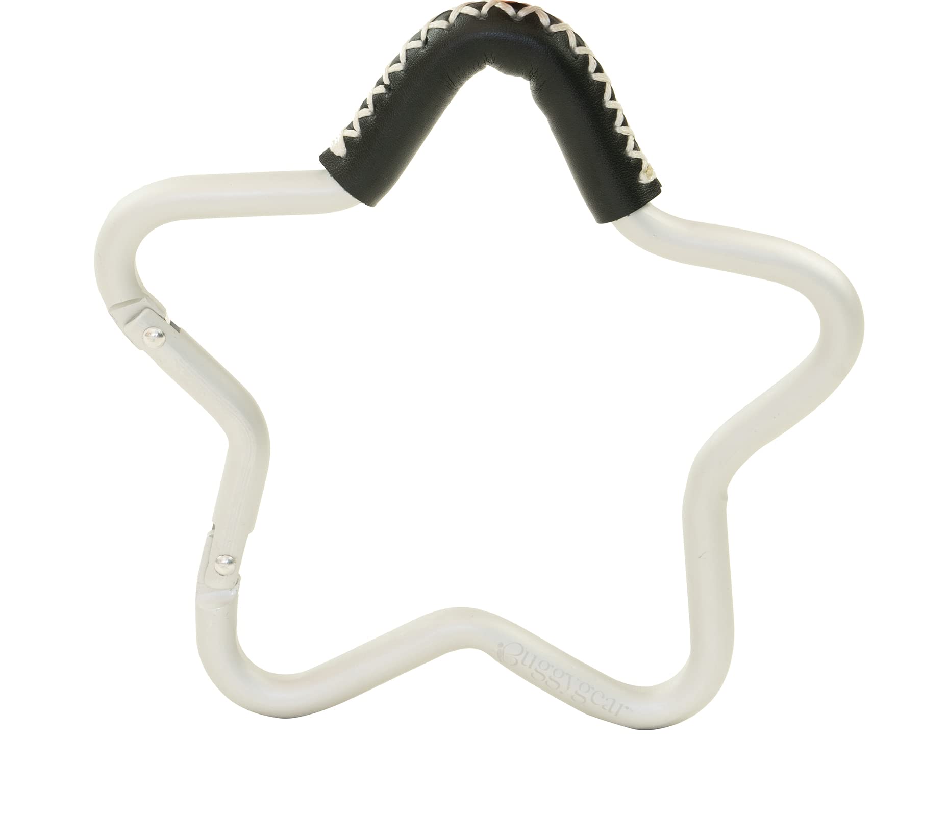 KidCoBuggy Star Hook by BUGGYGEAR Silver/Black Leather - The Perfect Way to Carry Your Baby Diaper Bag - Use The Hook on Your Stroller Handle Bars and Let The Hooks Do The Work. Buggy Gear
