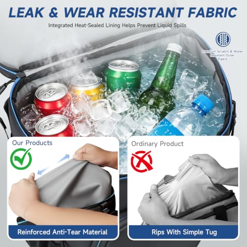 baaob Cooler Backpack Leak Proof 36 Cans, 2 Insulated Compartments Thermal Cooler Bag, Portable Lightweight Outdoor/Travel/Camping Lunch Backpack for Men and Women — view 3