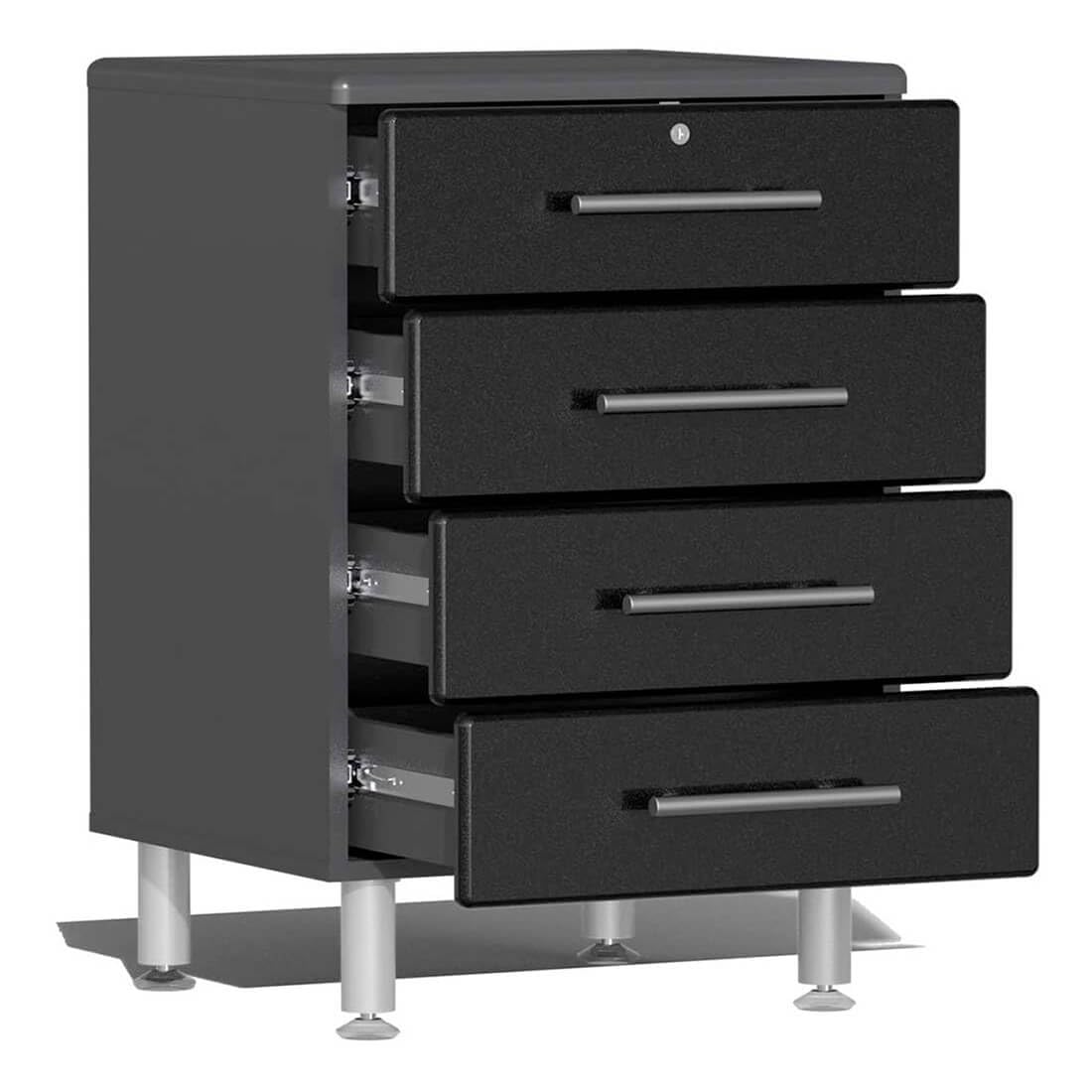 Ulti-Mate UG28040B 4-Piece 4-Drawer Garage Cabinet Kit in Midnight Black Metallic, Black, Grey