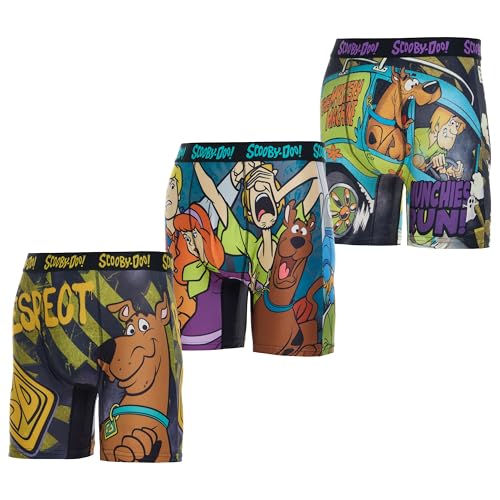 Scooby-Doo Mens Boxer Briefs - 1Pack/3Pack No Fly Anti-Chafing Cotton Lined Support Boxers for Men (Sizes: S-XL)