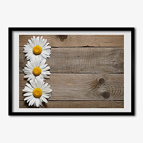 Cadre photo MDF 70x50 cm Tulup en bois avec affiche de marguerites pour décoration murale