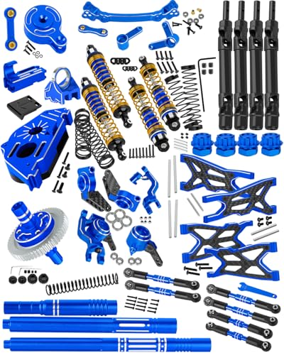 RCHuiWow RC Upgrades Part for 1/8 Typhon 3S BLX,Shocks,Driveshafts,Transmission,Turnbuckles,A Arms,Caster Block Set,Center CVD &Support,25T Servo Saver,58T Slipper,Steering,Navy Blue