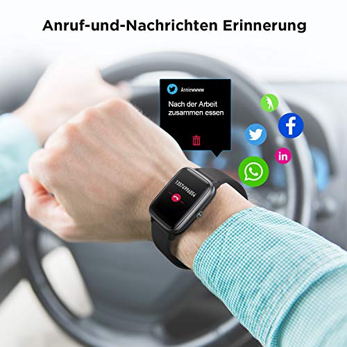 LETSCOM Smartwatch, Fitness Tracker 1,3 Zoll Farbdisplay Uhr mit Herzfrequenzmesser Schrittzähler und Schlafmonitor, wasserdicht Sportuhr für Frauen Männer für iOS Android Handy - 5