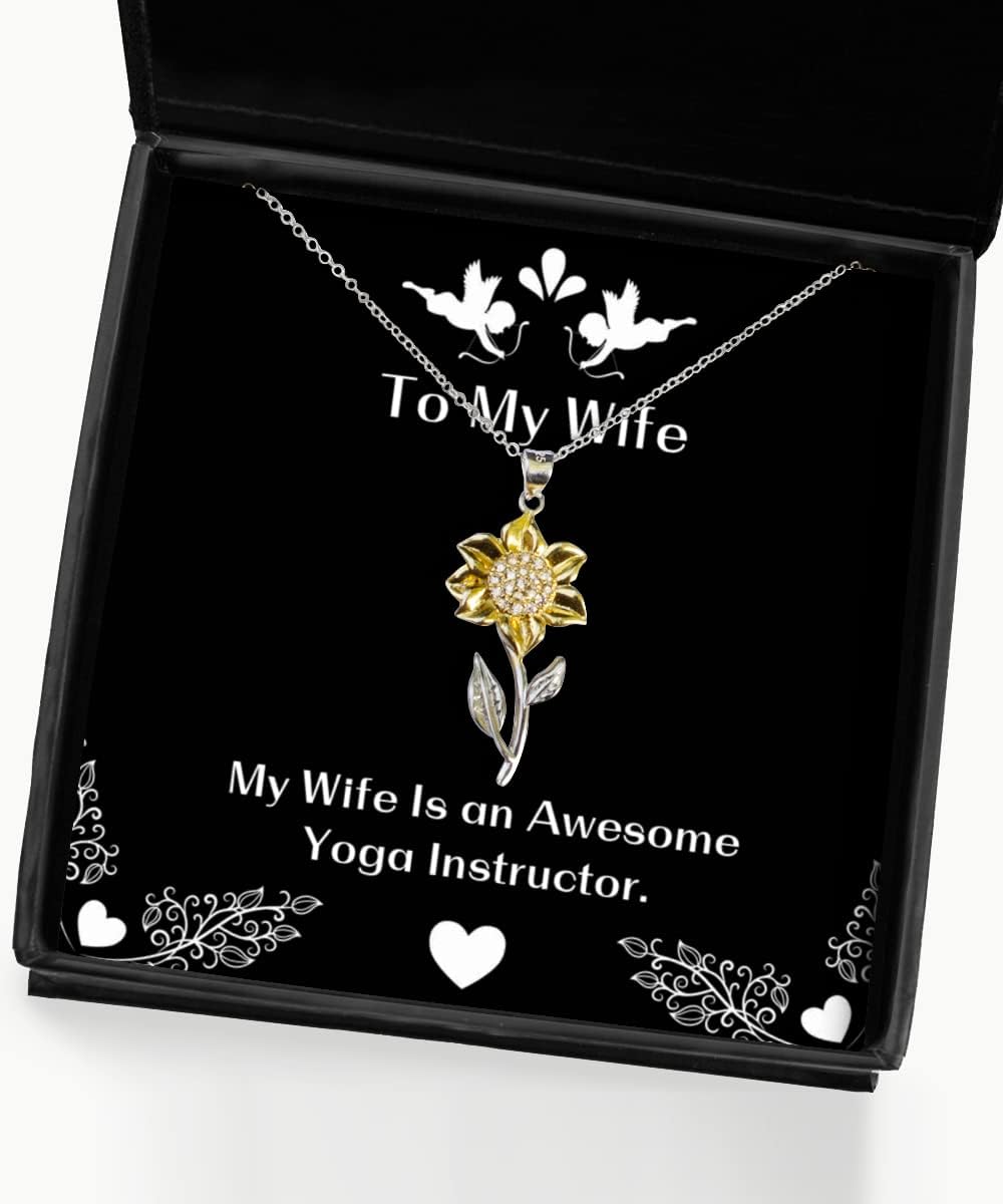 Special Wife, My Wife is an Awesome Yoga Instructor, Unique Christmas Sunflower Pendant Necklace for