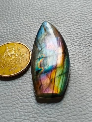 Labradorite naturelle 50x19x5mm plate : finis les cabochons instables - 3