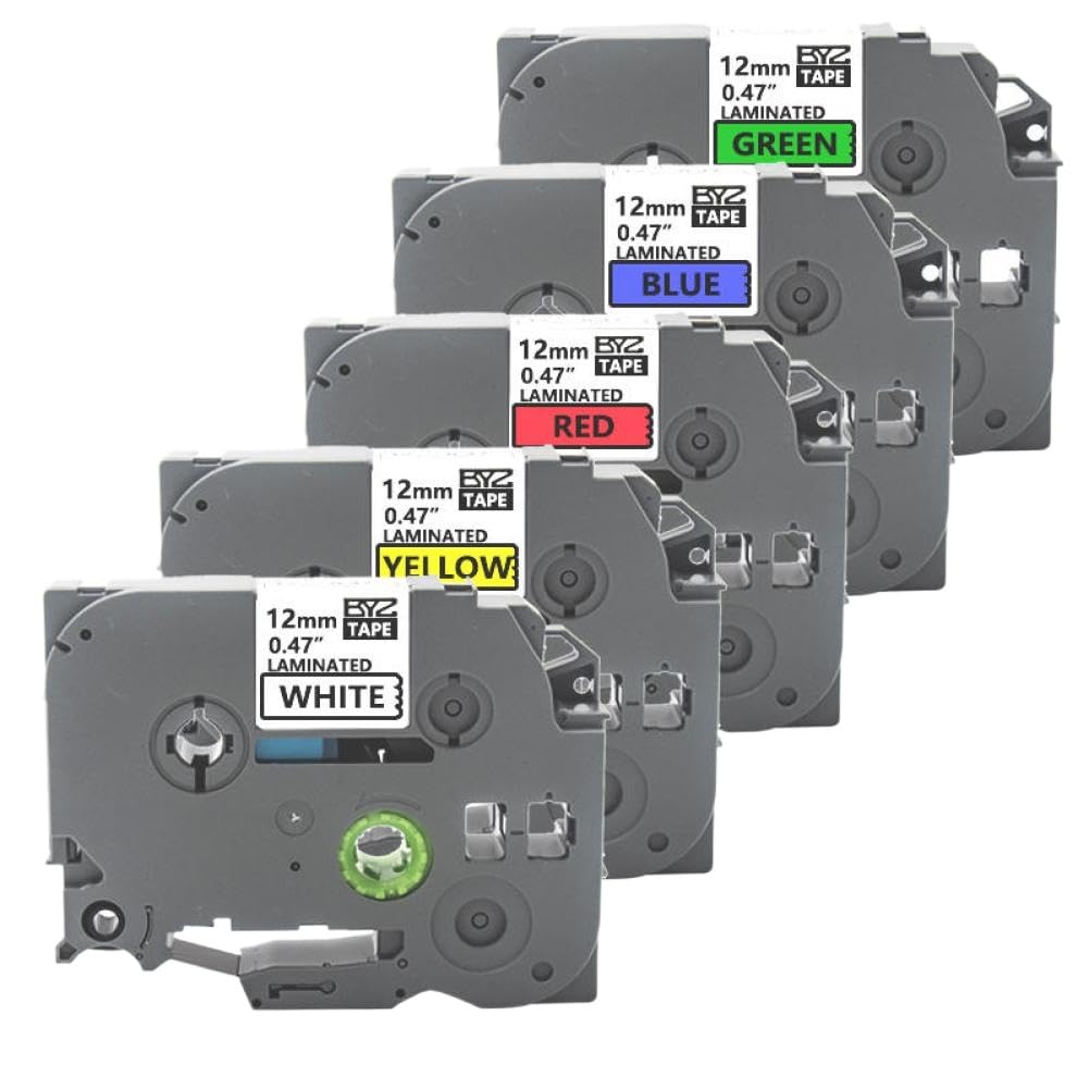 Nastro per etichette bianco da 12 mm TZe-231 (nero su bianco) compatibile con la stampante per etichette PTD220 – Disponibile anche in rosso, giallo e blu