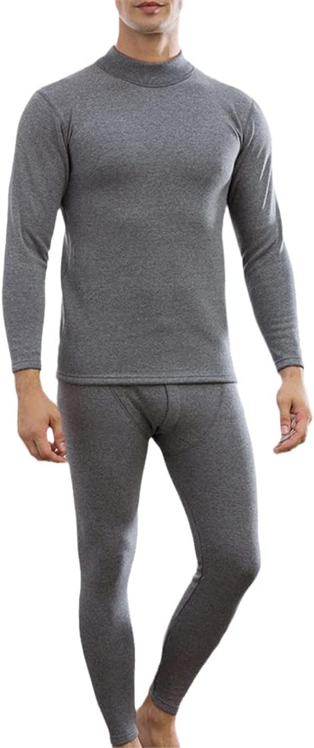 Ruereuu Men's Winter Thermal Underwear Cotton Fleece Lining Warm Long Thermal Clothing