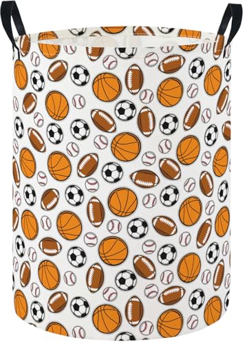 Image of Baby Laundry Hamper Basket Baby Hamper for Nursery Boy and Girl Cute Storage Bin Organizer Boho Room Decor(Sports)