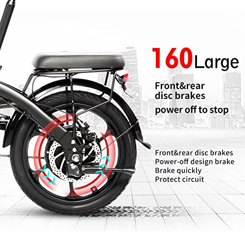 DYU Electric Bike for Adults Teens,16" Folding Electric Bicycle,Commuter City E-Bike with 250W Motor and 36V 7.5Ah Battery,Height Adjustable, Battery Indicator,Compact Portable,Unisex Aldult - Image 6