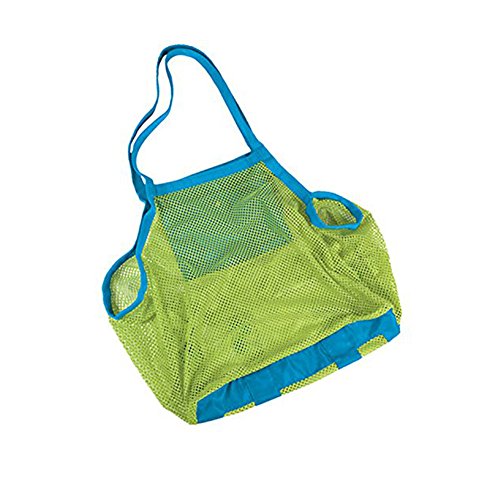 Dosige Beach Mesh Tote Bags, Large Foldable Sand Away Children Beach Toys Organizer Storage Bags (Blue)