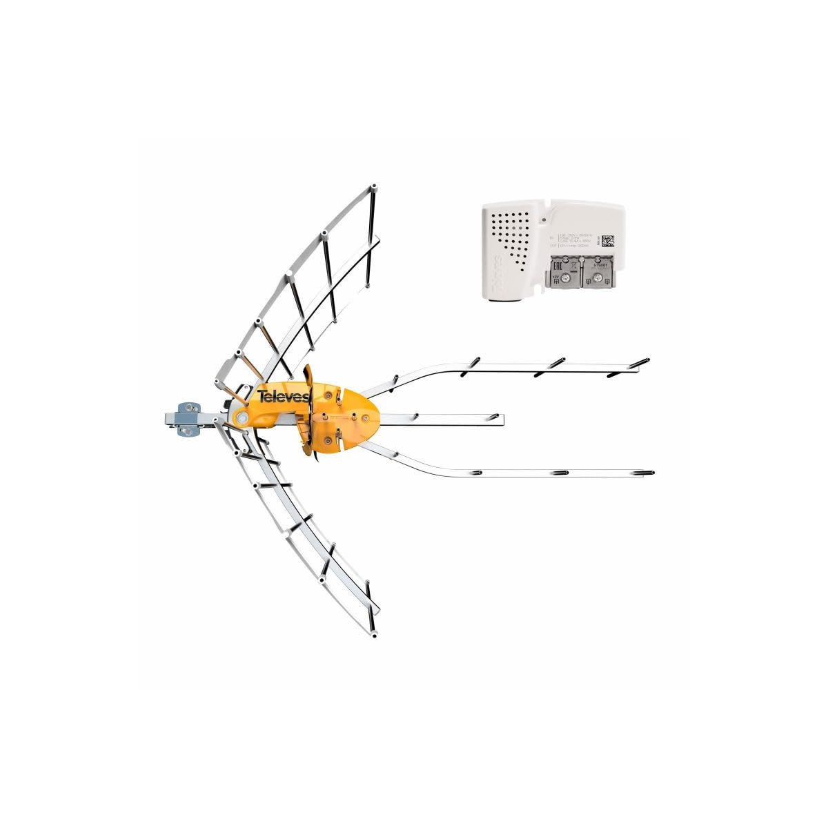 TELEVES 148921 - Antena de TV para rateau Terrestre Ellipse UHF (C21-48) G 38dBi LTE700 + alimentación 12V