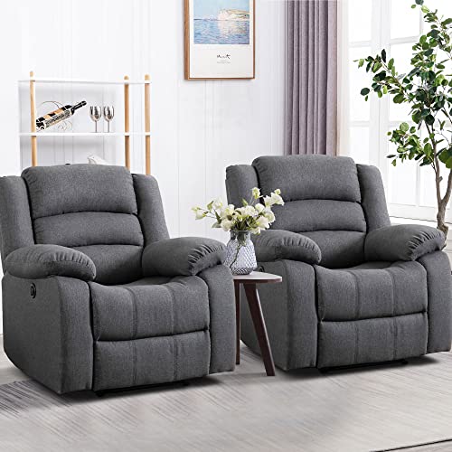 Image of EBELLO Classic Power Recliner Chair, Oversized Electric Overstuffed Chair with Thicked Cushion and Back, Single Sofa with Comfortable Armchair, Gray, 2Pcs