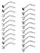 Thunaraz 20Pcs Surgical Steel L Shaped Nose Ring Stud 20G CZ Nose Piercing Jewelry