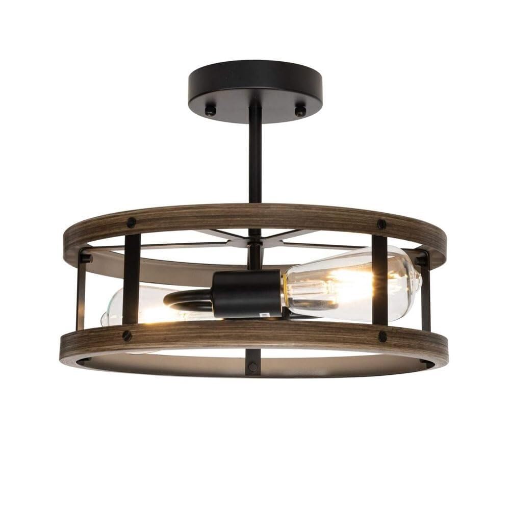 LYMSXAZOU Semi Flush Mount Ceiling Light Industrial Chandelier Iron Art Lamp 1-Pack Farmhouse Semi-for Living Room Dining Lamp(A)