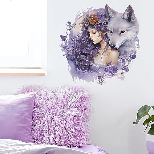 Vinilo decorativo niña lobo morado sacinora adhesivo removible miniatura 5
