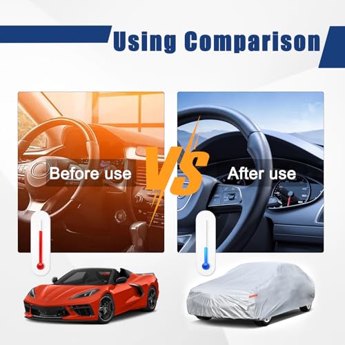 Image of Kayme 6 Layers Car Cover Custom Fit for Chevrolet Corvette C4 /C5 /C7 /C8 Coupe Convertible Targa (1980-2025) Waterproof All Weather for Automobiles, Outdoor Full Cover Rain Sun UV Protection.Silver