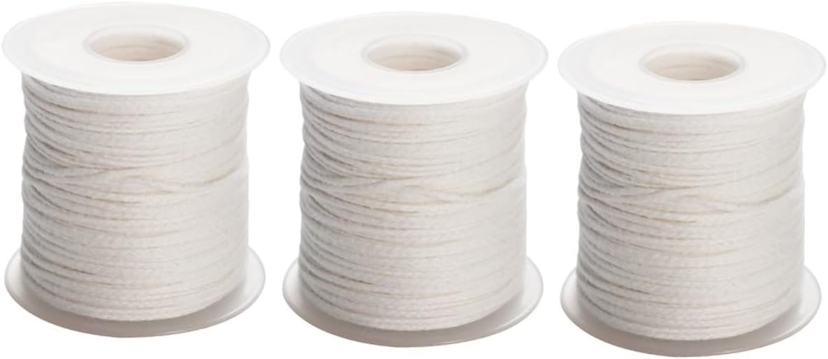 Tofficu 3rolls Cotton Candle Wick Spool Cotton Candle Wicks for Making Smokeless for Pillar and Taper White