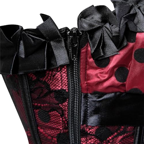 Image of Women's Lace up Gothic Jacquard Shoulder Straps Tank Overbust Shaper Corset Bustiers Top