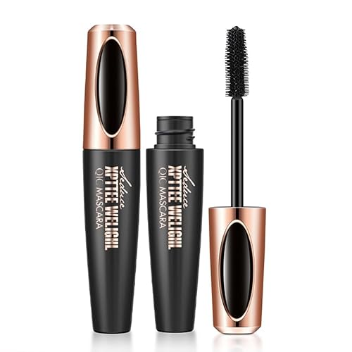 Paquete de 2 rímeles de pestañas de fibra de seda 4D, impermeable, a prueba de manchas, de larga duración, negro, alargamiento, engrosamiento,