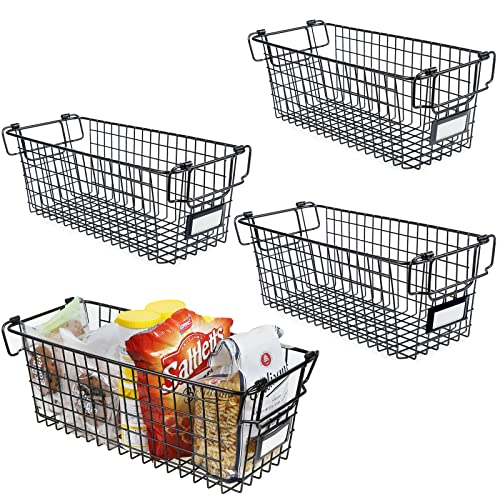 Sousnous Aufbewahrungskörbe aus Draht mit Griffen, Metall-Organizer für Zuhause, Büro, Kinderzimmer, Wäscheregale, Organizer (4 Stück) Cover