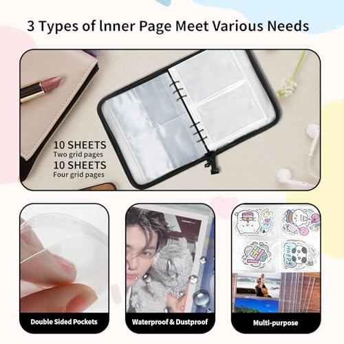 Image of Sticker Storage Book,Organize Your Stickers with Ease A5 Sticker Storage Album,Sticker Binder Book with 120 Sized Pockets and 40 Sheets of Double-Sided Reused Blank Paper,for Planner Stickers