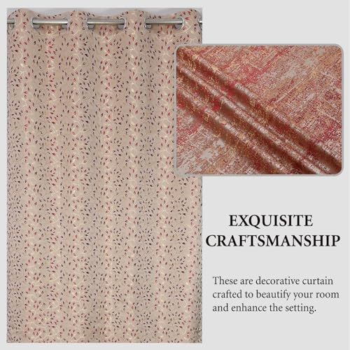 Image of FRESH FROM LOOM Grommet 80% Black out Curtains for Door 9 Feet|Big Window Curtain Premium Polyester Weaved Parda|Modern Parde for Living Room Bedroom|Jacquard Screens(Set of 3,Maroon)