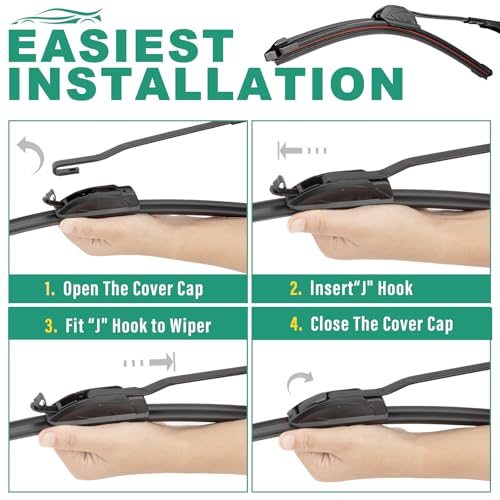 Image of 26 inch 22 inch 16 inch Windshield Wiper Blades Replacement for Lexus RX350 RX450h 2010 2011 2012 2013 2014 2015 RX 350 450h Premium All Weather Front Rear Wipers Set - OEM Quality (Pack of 3)
