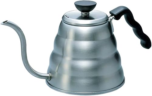 Hario V60 "Buono" Hervidor de goteo con cuello de cisne para olla de café de acero inoxidable de 1.2L, color plateado
